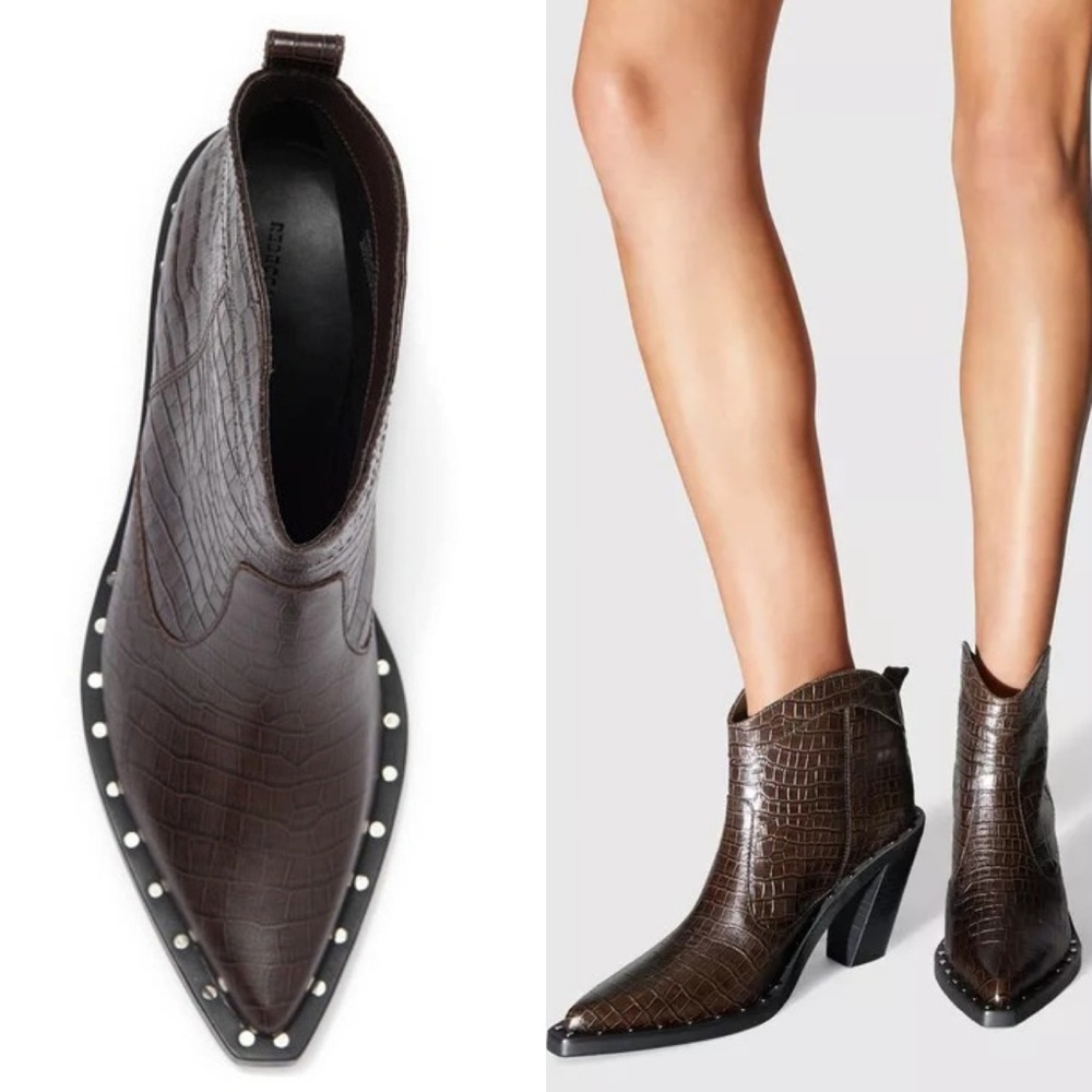 Rebecca Minkoff Nanine Croc-Embossed Leather Western Boot